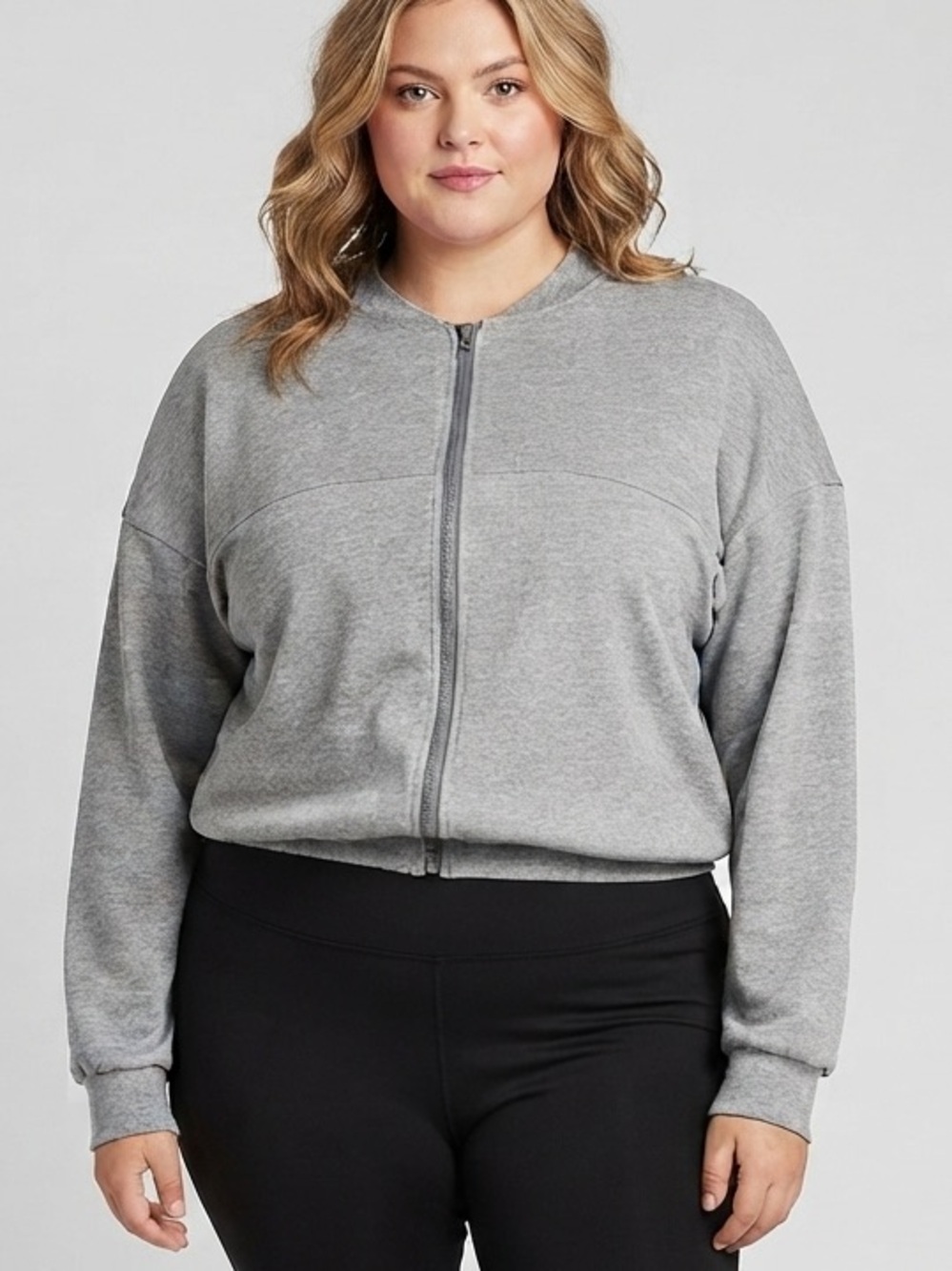 😍CLEARANCE  - Grey Zipper Front Athletic Jacket 2X Fits Like XL